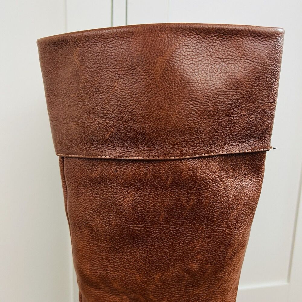 Gorgeous Vince Camuto Brown Leather Buckled Braided Knee High Riding Boots Sz 8B - Picture 5 of 11